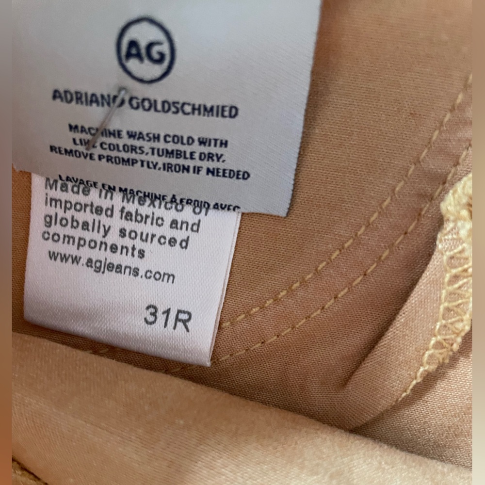 #021, AG Adriano Goldschmied women’s yellow jeans, size 31R - Picture 3 of 4